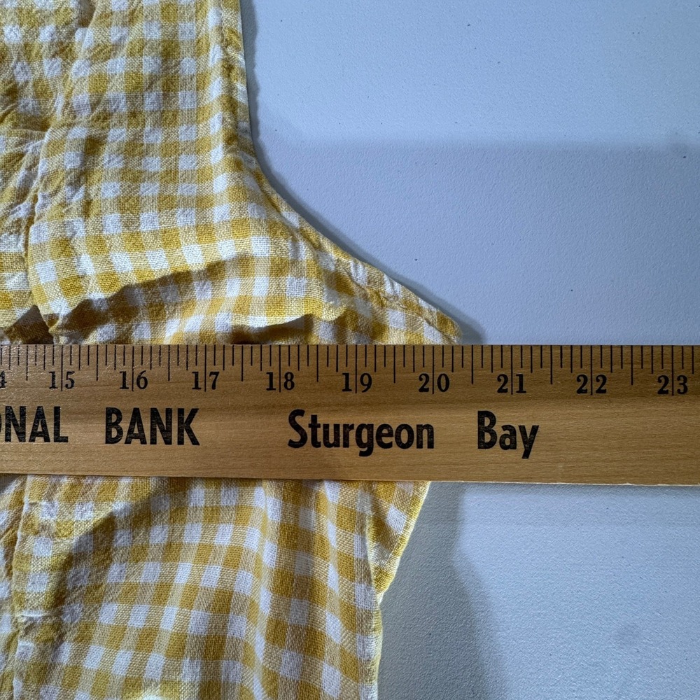 Old Navy Yellow Gingham Square Neck Mini Dress XL Sleeveless Smocked Back 708450 - Picture 6 of 9